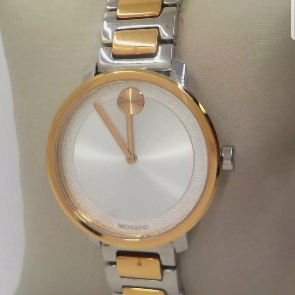 ***SOLD*** Movado Bold Silver Dial Two-Tone Ladies Watch 3600504 - Picture 2 of 11